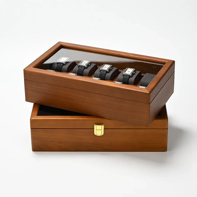 Boîte de rangement en bois pour montres à 10 compartiments, organisateur de montres et bijoux pour hommes et femmes, écrin d'exposition pour montres mécaniques et montres-bracelets 2