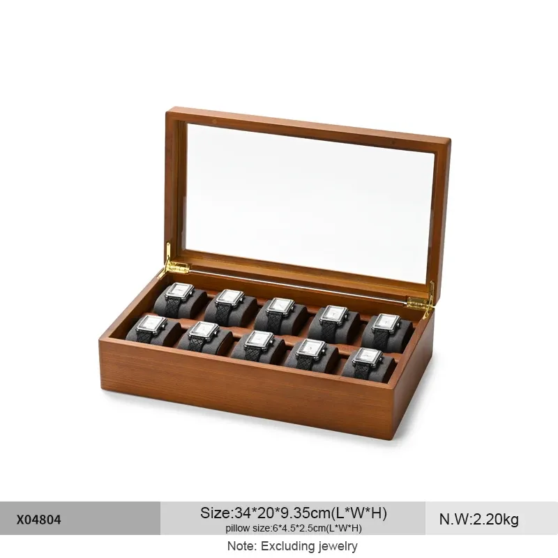 Boîte de rangement en bois pour montres à 10 compartiments, organisateur de montres et bijoux pour hommes et femmes, écrin d'exposition pour montres mécaniques et montres-bracelets 10