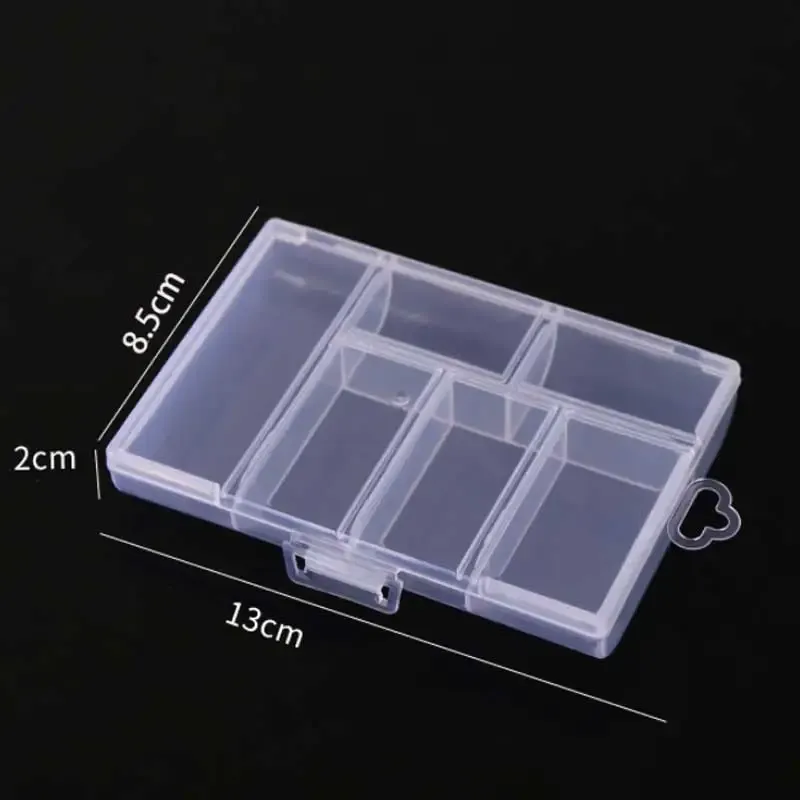 Boîte de rangement à bijoux transparente, avec compartiments pour boucles d'oreilles et bagues à double crochet, organisateur d'accessoires pour perceuse à ongles 2