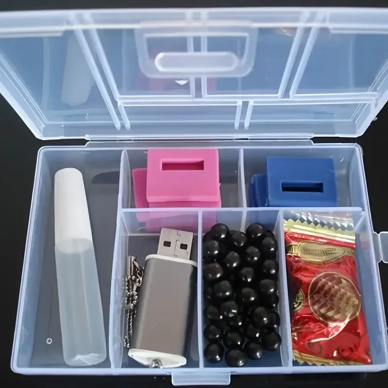 Boîte de rangement à bijoux transparente, avec compartiments pour boucles d'oreilles et bagues à double crochet, organisateur d'accessoires pour perceuse à ongles 4