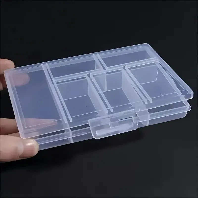 Boîte de rangement à bijoux transparente, avec compartiments pour boucles d'oreilles et bagues à double crochet, organisateur d'accessoires pour perceuse à ongles 5