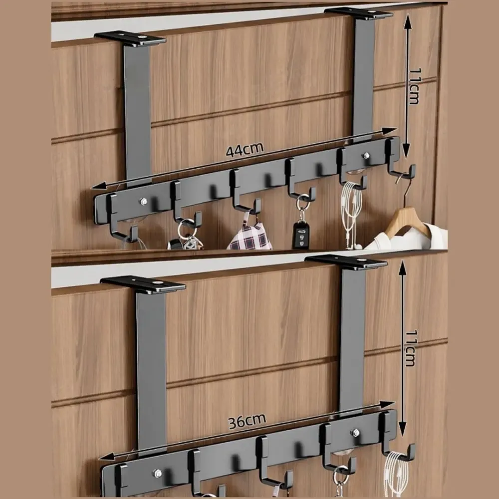 Crochet de porte durable à 5 ou 6 crochets pour manteaux, chapeaux et serviettes, à suspendre au-dessus de la porte, réglable pour salle de bain 3