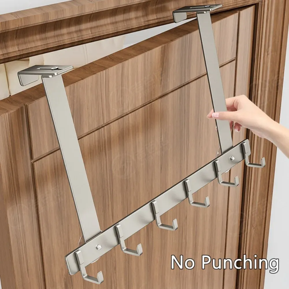Crochet de porte durable à 5 ou 6 crochets pour manteaux, chapeaux et serviettes, à suspendre au-dessus de la porte, réglable pour salle de bain 6