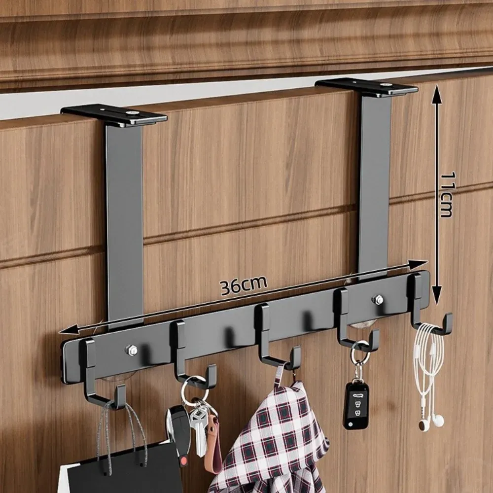 Crochet de porte durable à 5 ou 6 crochets pour manteaux, chapeaux et serviettes, à suspendre au-dessus de la porte, réglable pour salle de bain 12