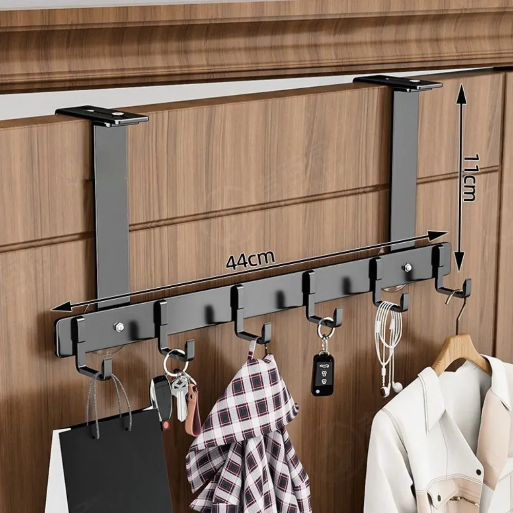 Crochet de porte durable à 5 ou 6 crochets pour manteaux, chapeaux et serviettes, à suspendre au-dessus de la porte, réglable pour salle de bain 11