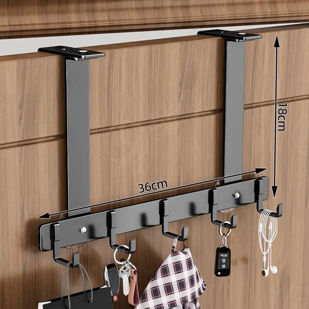 Crochet de porte durable à 5 ou 6 crochets pour manteaux, chapeaux et serviettes, à suspendre au-dessus de la porte, réglable pour salle de bain 14