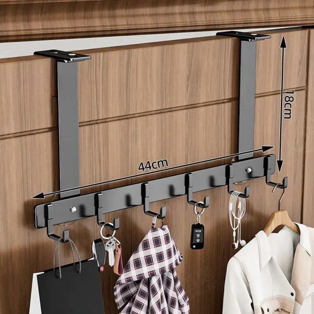 Crochet de porte durable à 5 ou 6 crochets pour manteaux, chapeaux et serviettes, à suspendre au-dessus de la porte, réglable pour salle de bain 13