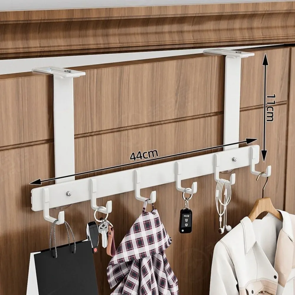 Crochet de porte durable à 5 ou 6 crochets pour manteaux, chapeaux et serviettes, à suspendre au-dessus de la porte, réglable pour salle de bain 15