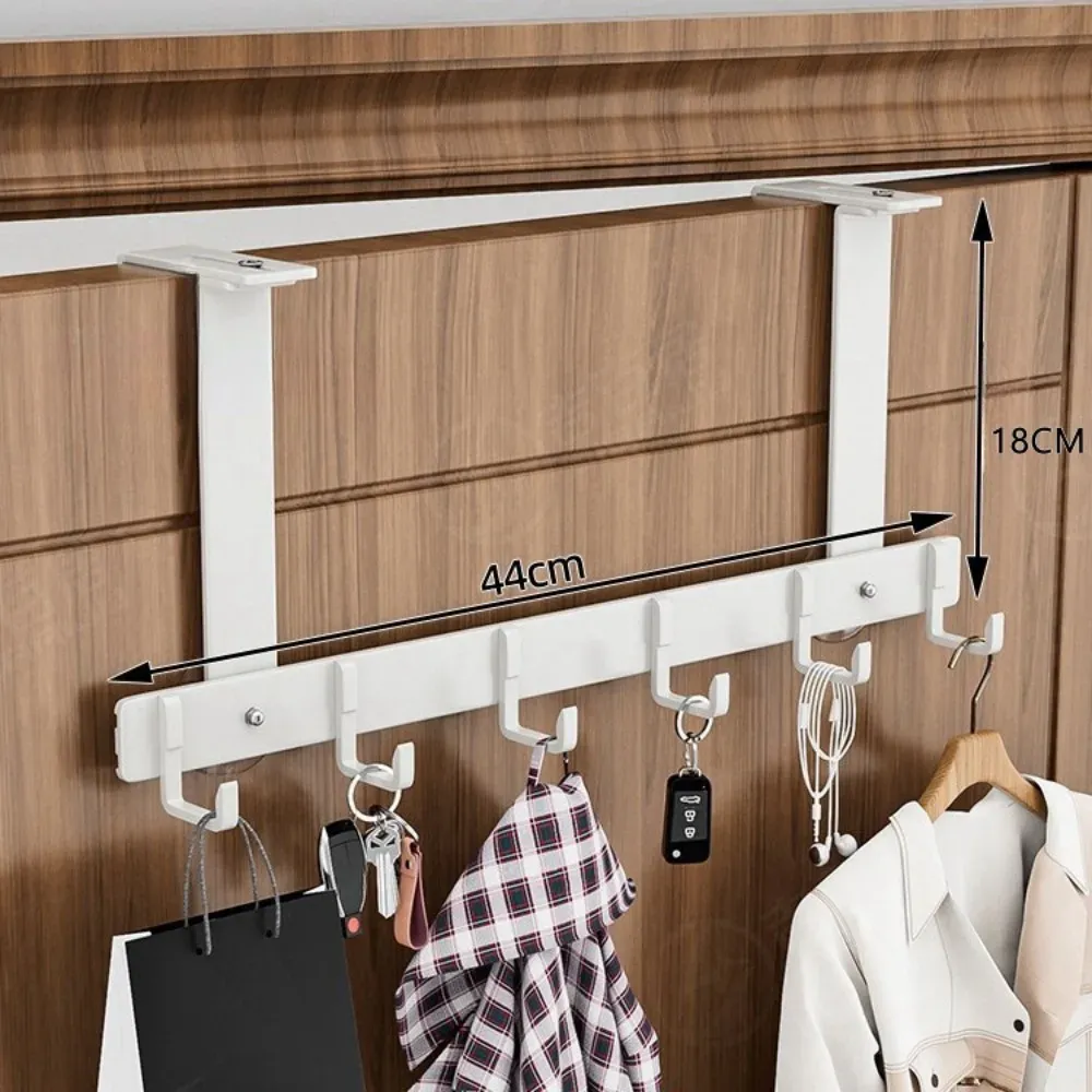 Crochet de porte durable à 5 ou 6 crochets pour manteaux, chapeaux et serviettes, à suspendre au-dessus de la porte, réglable pour salle de bain 7