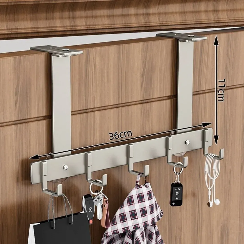 Crochet de porte durable à 5 ou 6 crochets pour manteaux, chapeaux et serviettes, à suspendre au-dessus de la porte, réglable pour salle de bain 10
