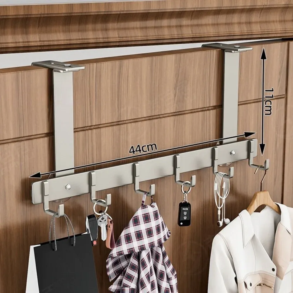 Crochet de porte durable à 5 ou 6 crochets pour manteaux, chapeaux et serviettes, à suspendre au-dessus de la porte, réglable pour salle de bain 9