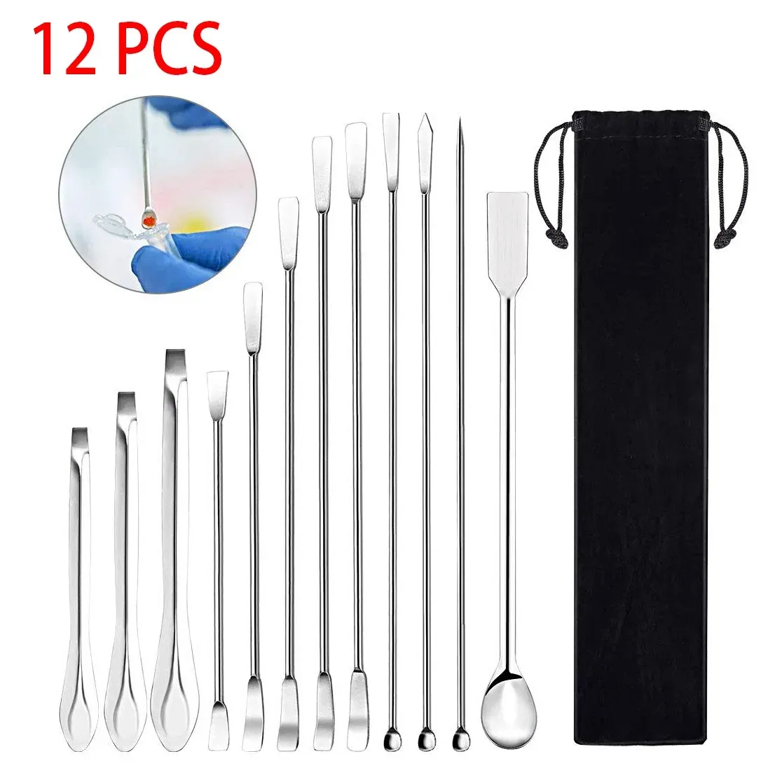 Cuillère de laboratoire en acier inoxydable et spatule d'échantillonnage, outil de mélange 1