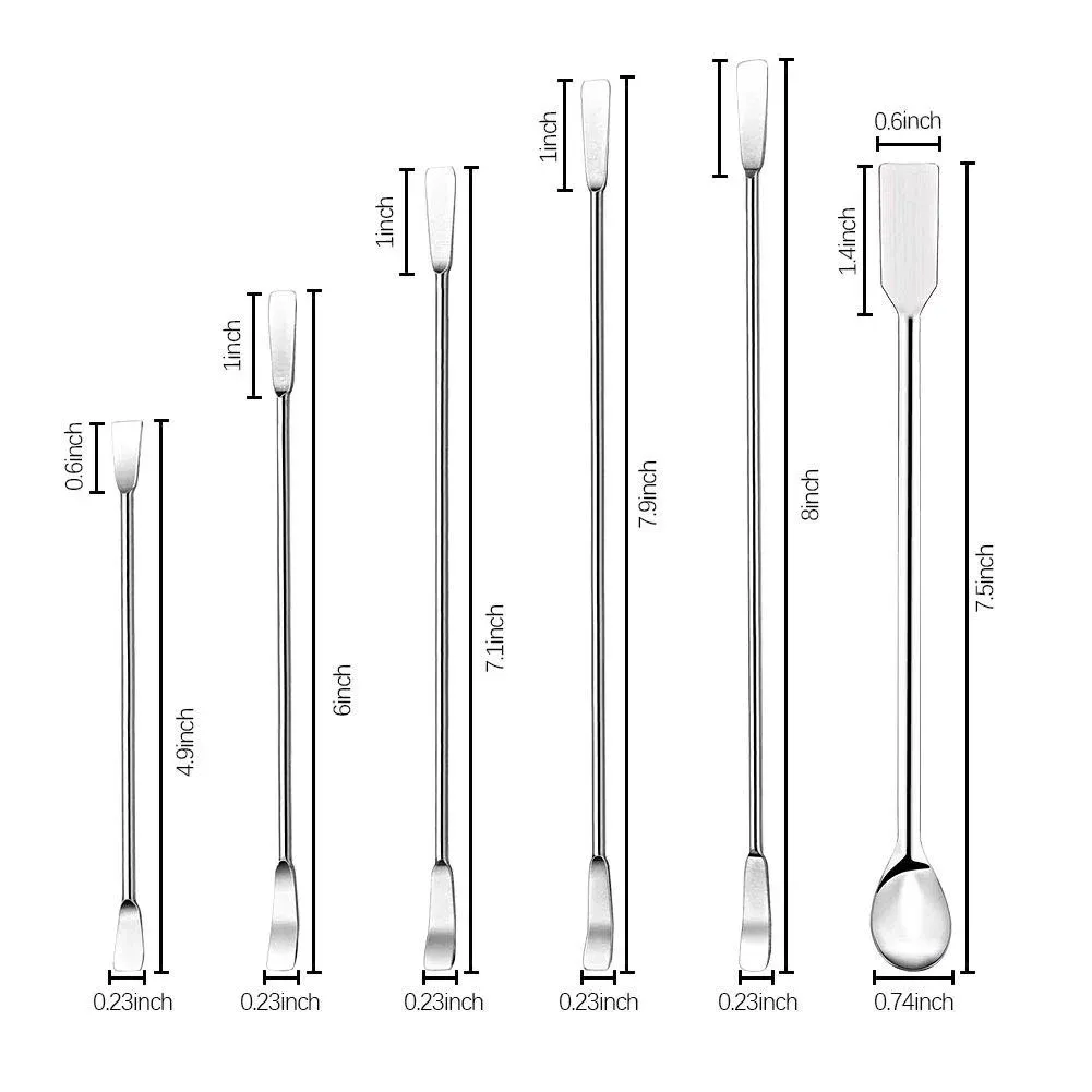 Cuillère de laboratoire en acier inoxydable et spatule d'échantillonnage, outil de mélange 2