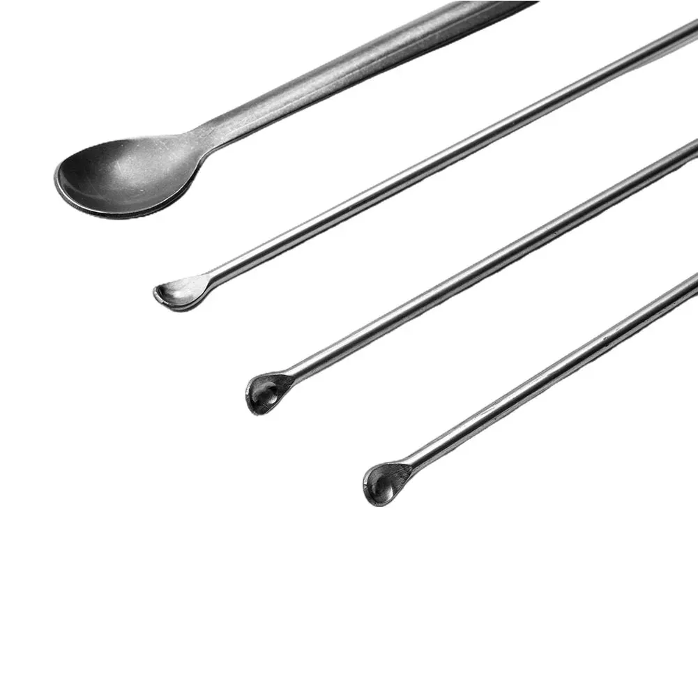 Cuillère de laboratoire en acier inoxydable et spatule d'échantillonnage, outil de mélange 4