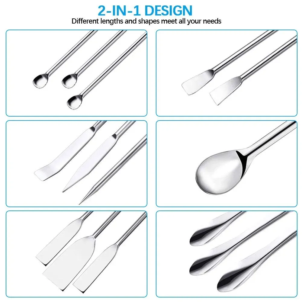 Cuillère de laboratoire en acier inoxydable et spatule d'échantillonnage, outil de mélange 6