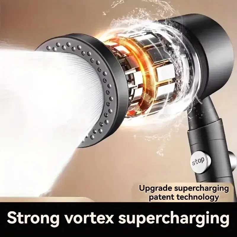 Pommeau de douche filtrant haute pression à 5 modes, économe en eau, avec douchette et bouton d'arrêt