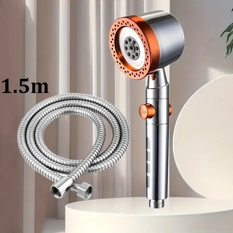 Pommeau de douche filtrant haute pression à 5 modes, économe en eau, avec douchette et bouton d'arrêt 14