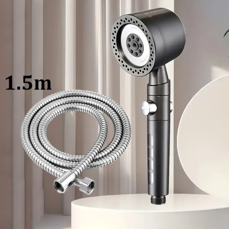 Pommeau de douche filtrant haute pression à 5 modes, économe en eau, avec douchette et bouton d'arrêt 18