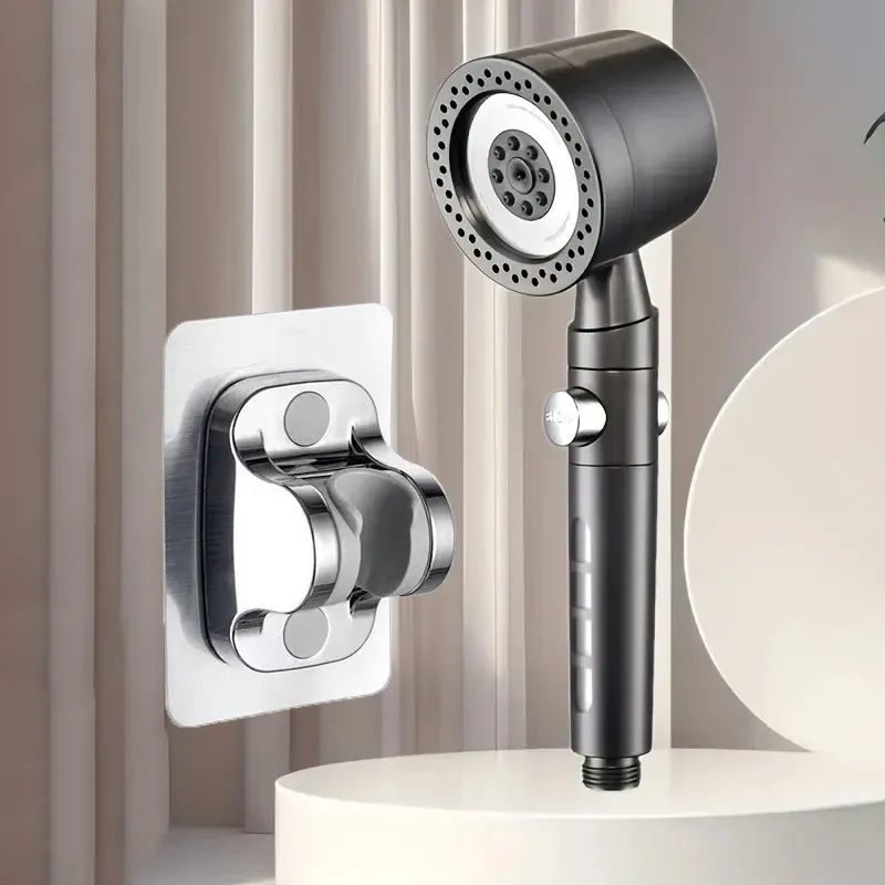 Pommeau de douche filtrant haute pression à 5 modes, économe en eau, avec douchette et bouton d'arrêt 19