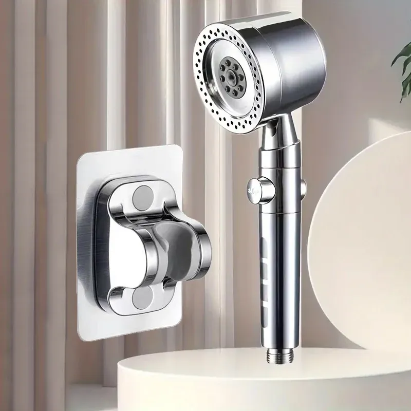 Pommeau de douche filtrant haute pression à 5 modes, économe en eau, avec douchette et bouton d'arrêt 21