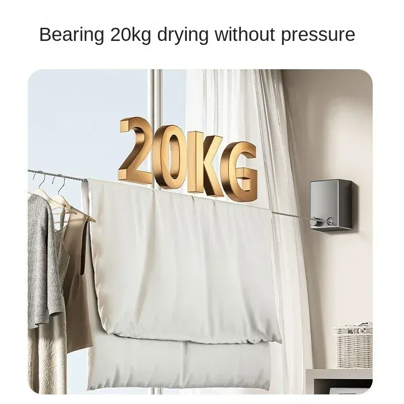 Corde à linge rétractable en acier inoxydable, séchoir extensible compact pour la maison 3