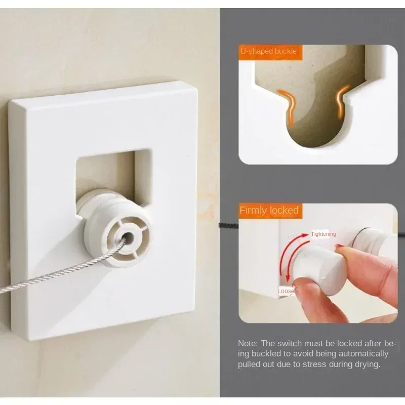 Corde à linge rétractable en acier inoxydable, séchoir extensible compact pour la maison 5