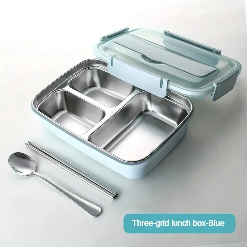 Boîte à déjeuner en acier inoxydable anti-fuite à 3 ou 4 compartiments – Bento durable et facile à nettoyer pour étudiants et employés de bureau 8