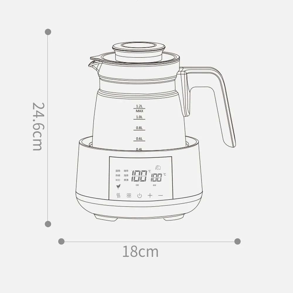 Bouilloire électrique de 1,2 L avec régulateur de température pour lait bébé, fonction maintien au chaud 24 h 6