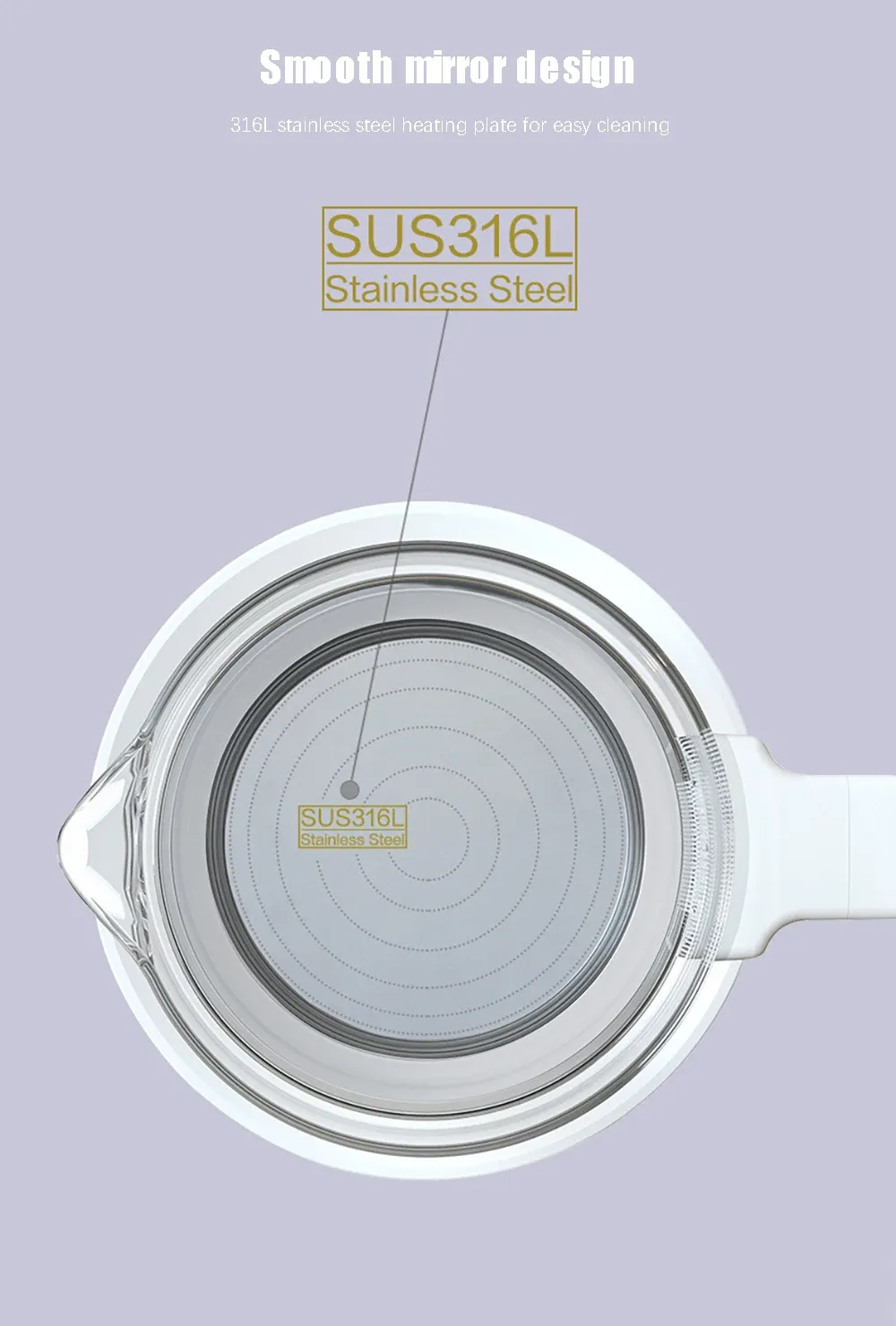 Carafe en verre borosilicate de la bouilloire pour bébé