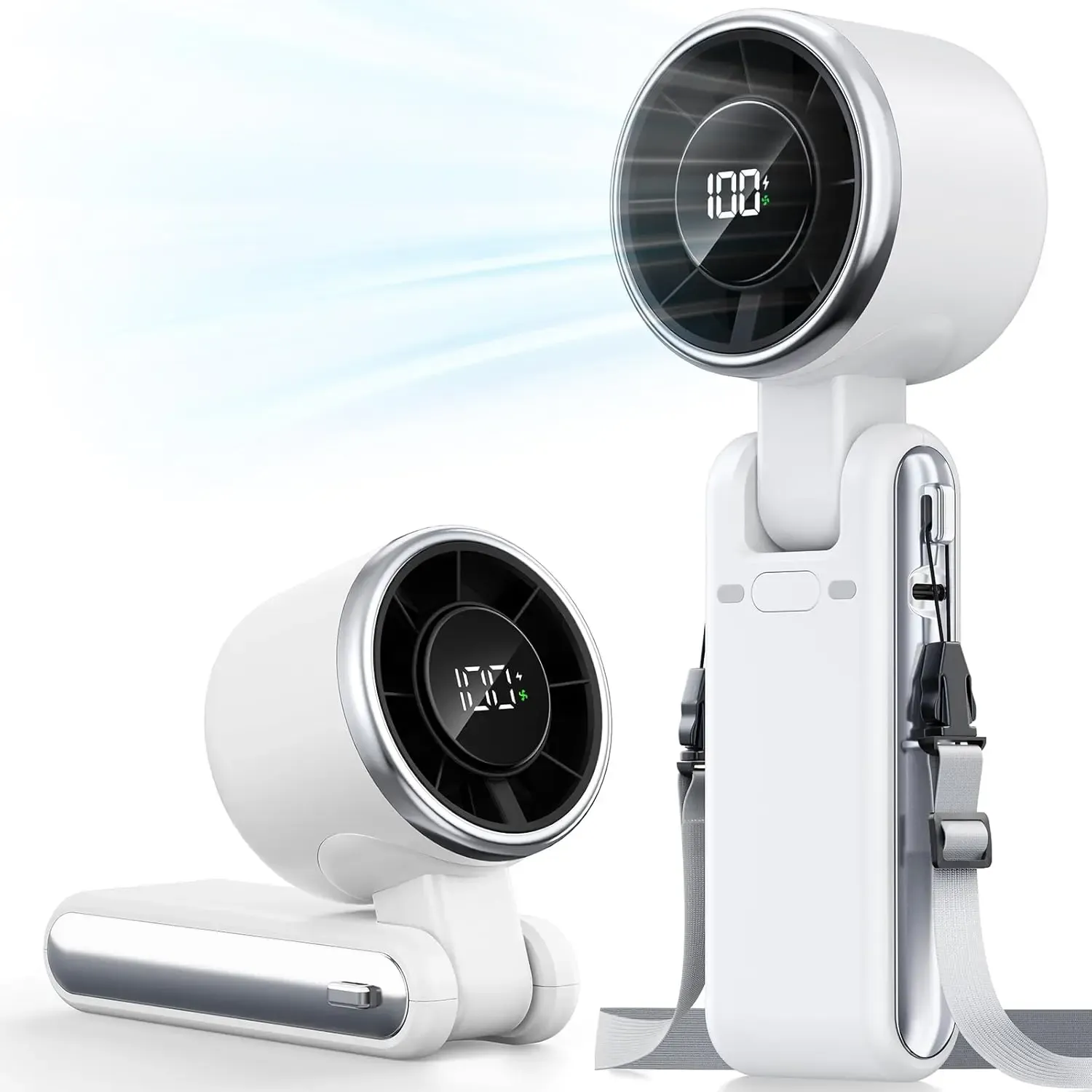 Mini ventilateur portatif haute vitesse à affichage numérique, rechargeable par USB et pliable, pour bureau et camping 9