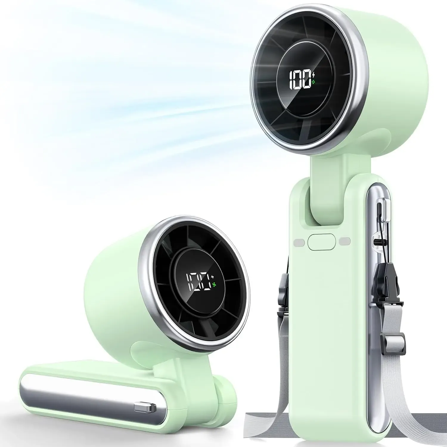 Mini ventilateur portatif haute vitesse à affichage numérique, rechargeable par USB et pliable, pour bureau et camping 10