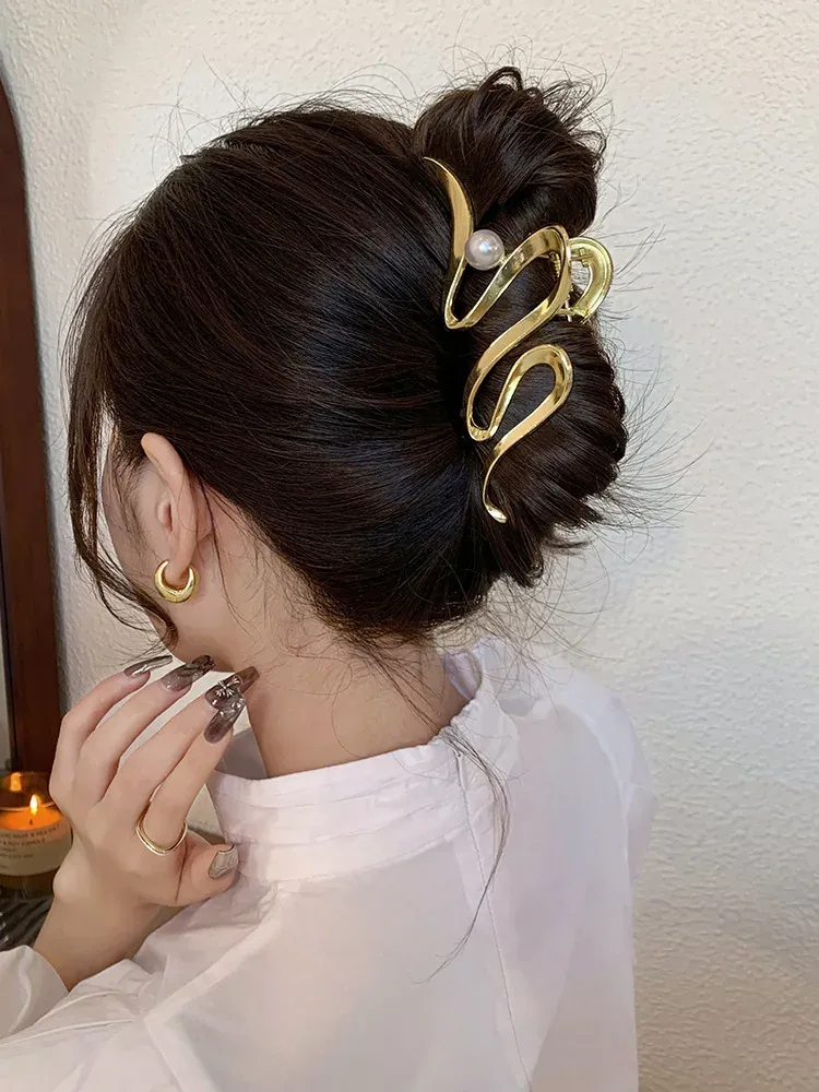 Pince à cheveux punk en métal argenté à motif irrégulier 31
