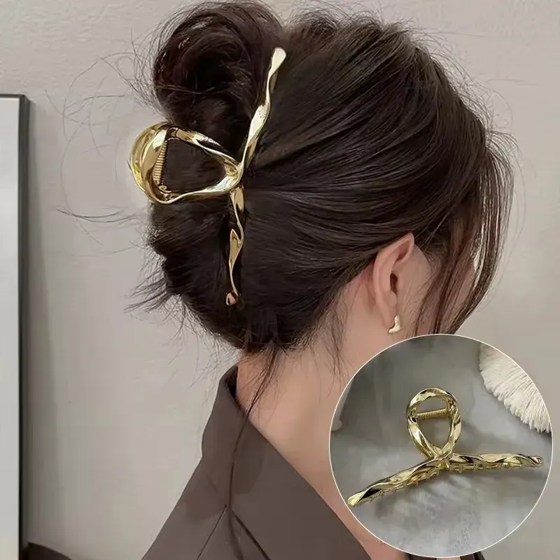 Pince à cheveux punk en métal argenté à motif irrégulier 33