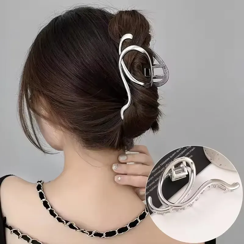 Pince à cheveux punk en métal argenté à motif irrégulier 21