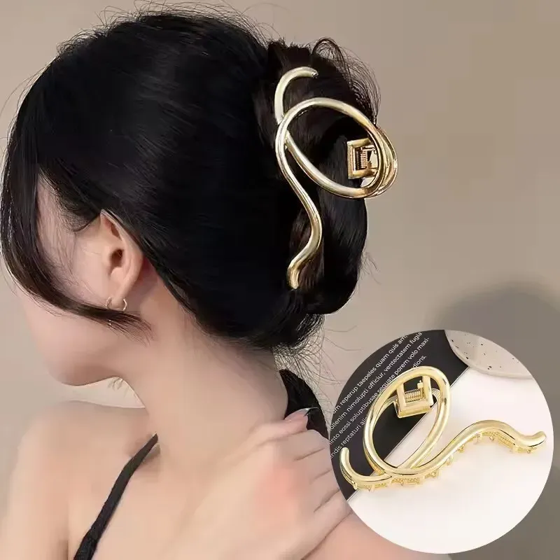 Pince à cheveux punk en métal argenté à motif irrégulier 24