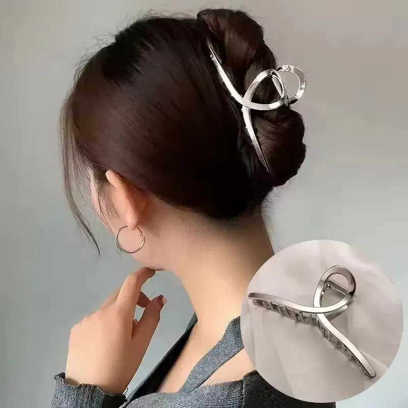 Pince à cheveux punk en métal argenté à motif irrégulier 26