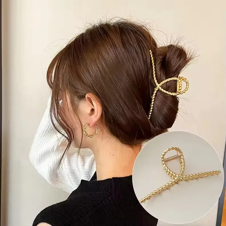 Pince à cheveux punk en métal argenté à motif irrégulier 25