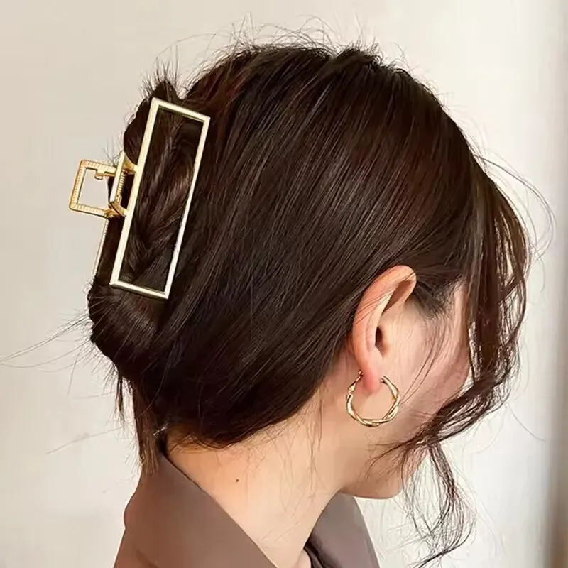 Pince à cheveux punk en métal argenté à motif irrégulier 27