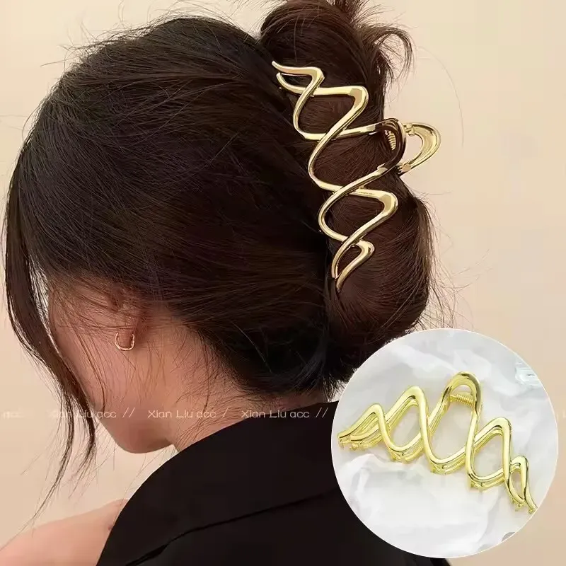 Pince à cheveux punk en métal argenté à motif irrégulier 16