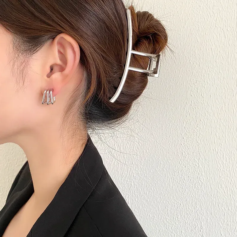 Pince à cheveux punk en métal argenté à motif irrégulier 8