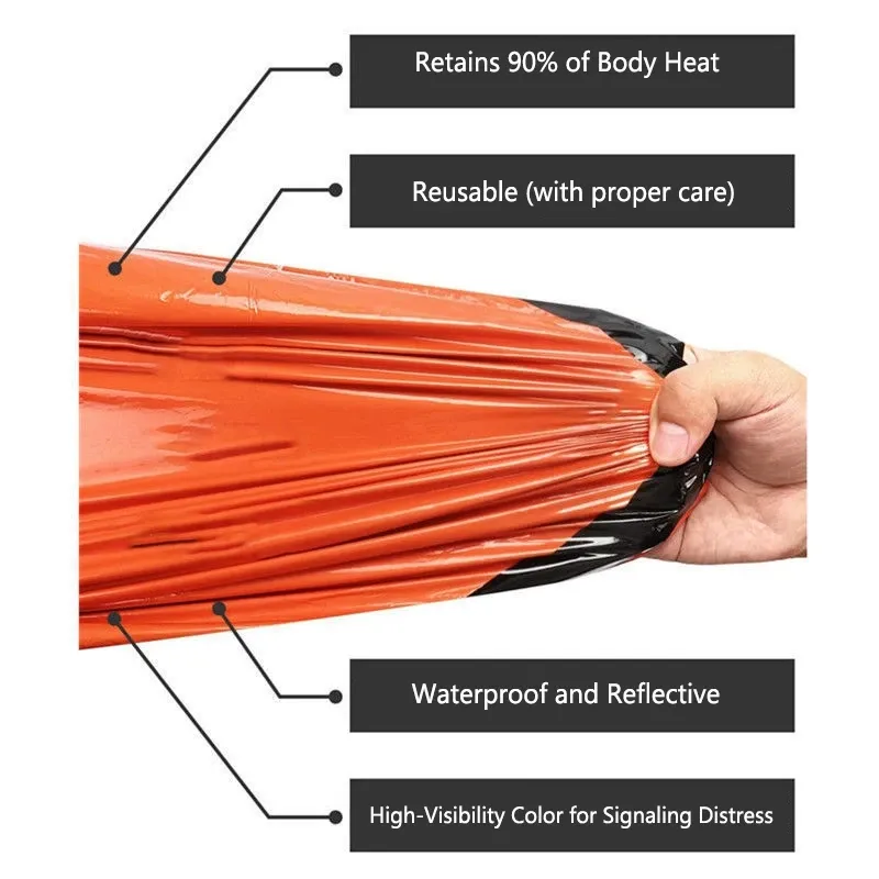 Sac de couchage d'urgence en usage