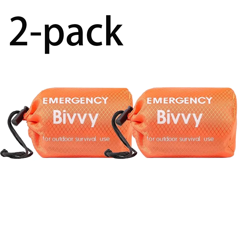 Sac de couchage d'urgence en Mylar thermique, couverture de survie : bivouac léger, imperméable et portable pour le camping et la randonnée 12
