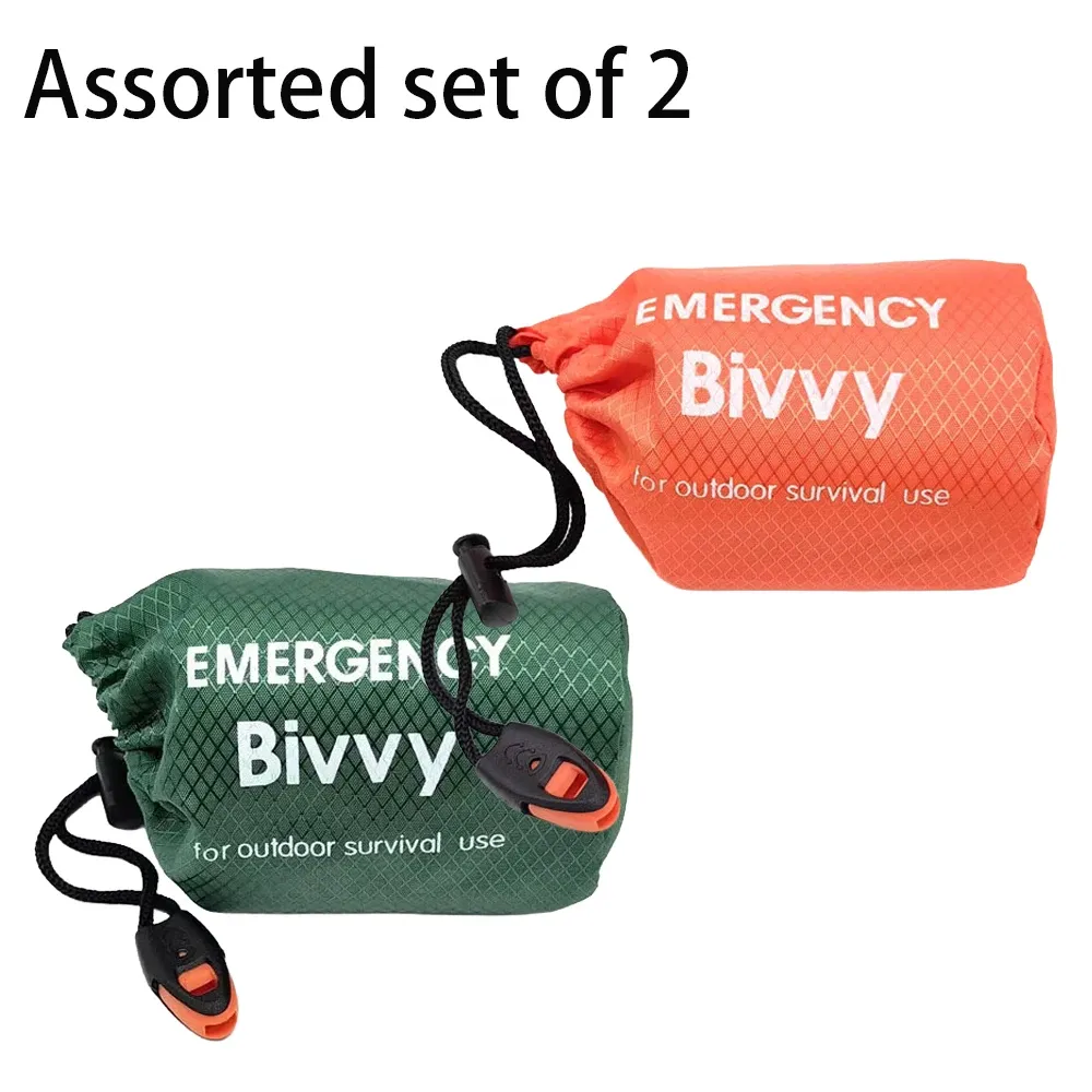 Sac de couchage d'urgence en Mylar thermique, couverture de survie : bivouac léger, imperméable et portable pour le camping et la randonnée 15