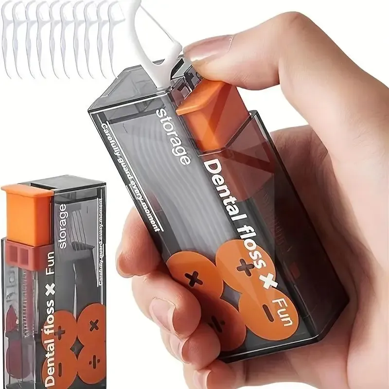 Distributeur automatique de fil dentaire à ouverture pop-up avec 10 recharges, boîte de rangement portable pour soins bucco-dentaires - Image 1