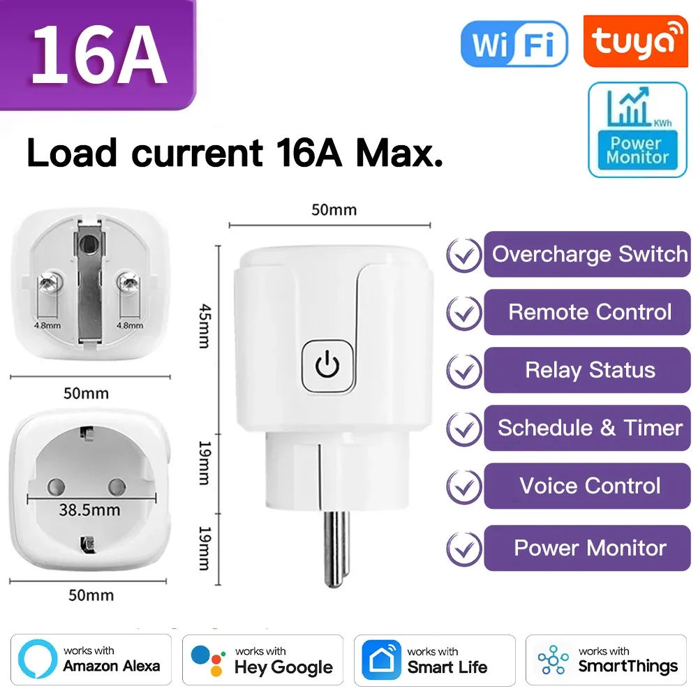 TNCE Prise intelligente Tuya WiFi/Zigbee 3.0, 16A/20A, avec mesure de puissance, télécommande via application et commande vocale compatible Alexa 13