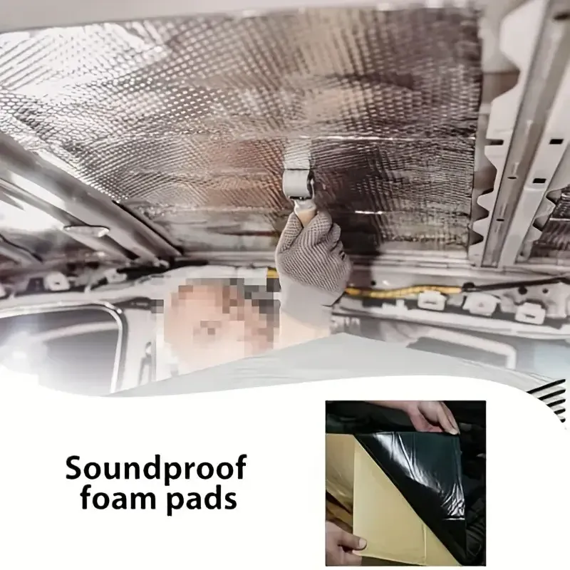 Tapis insonorisant pour voiture 40 x 100/200 cm, isolation thermique et phonique pour capot et porte moteur 2