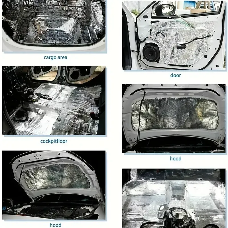 Tapis insonorisant pour voiture 40 x 100/200 cm, isolation thermique et phonique pour capot et porte moteur 6