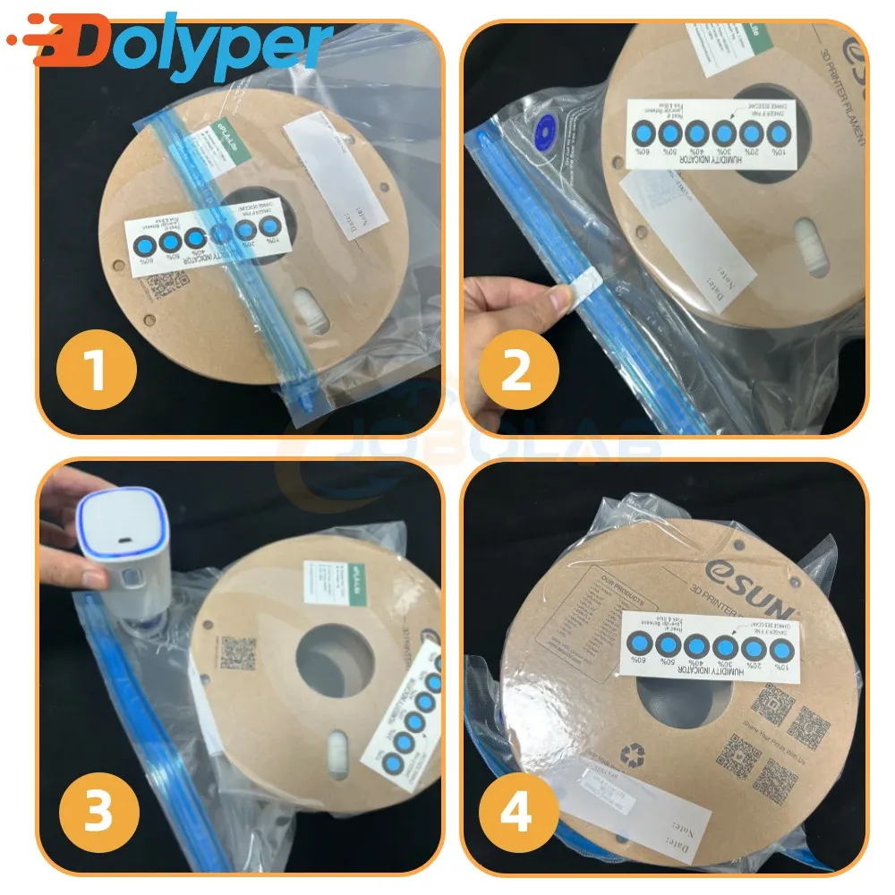 Filament conservé dans un sac scellé sous vide