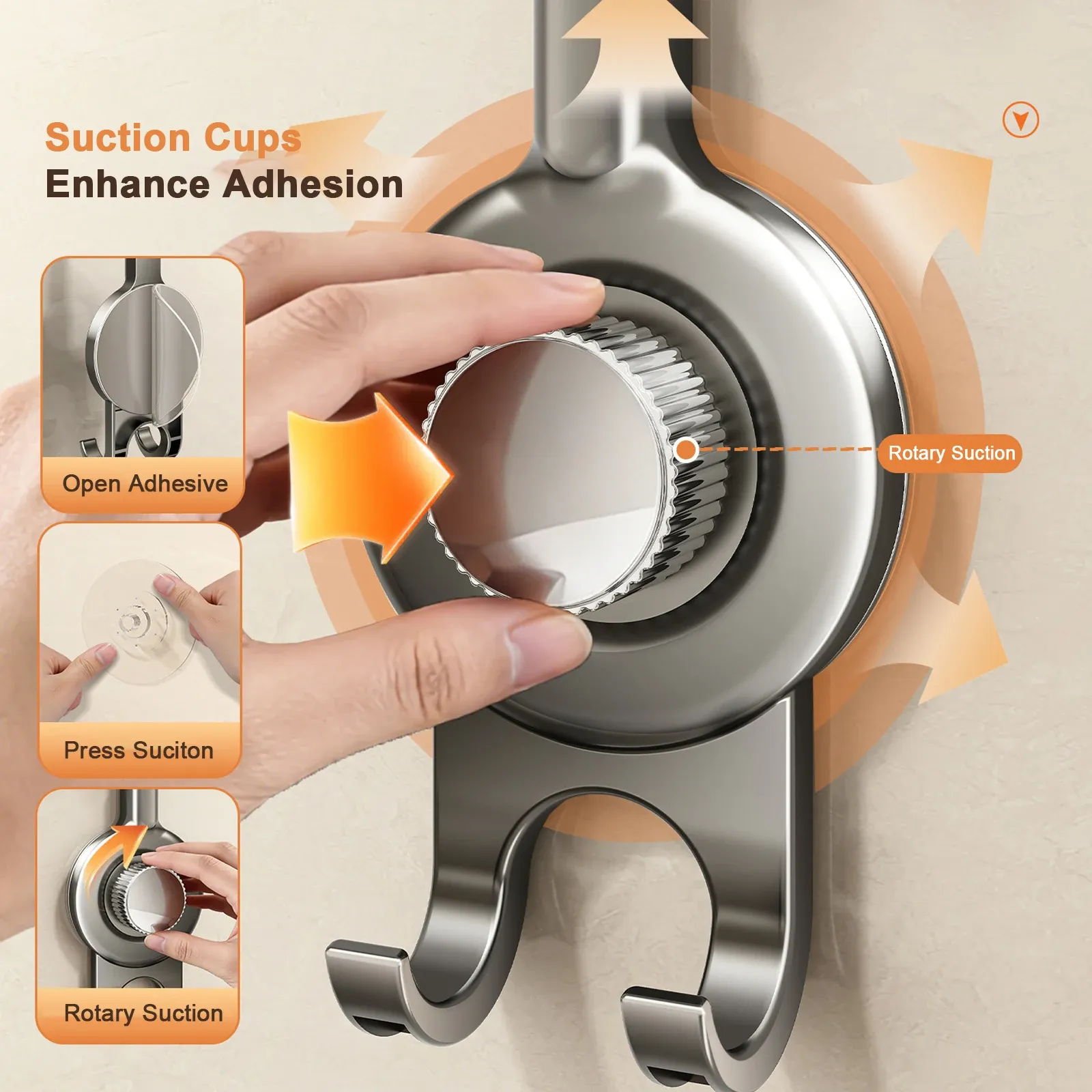 360° Support de douche réglable à ventouse sans perçage pour douchette à main 4