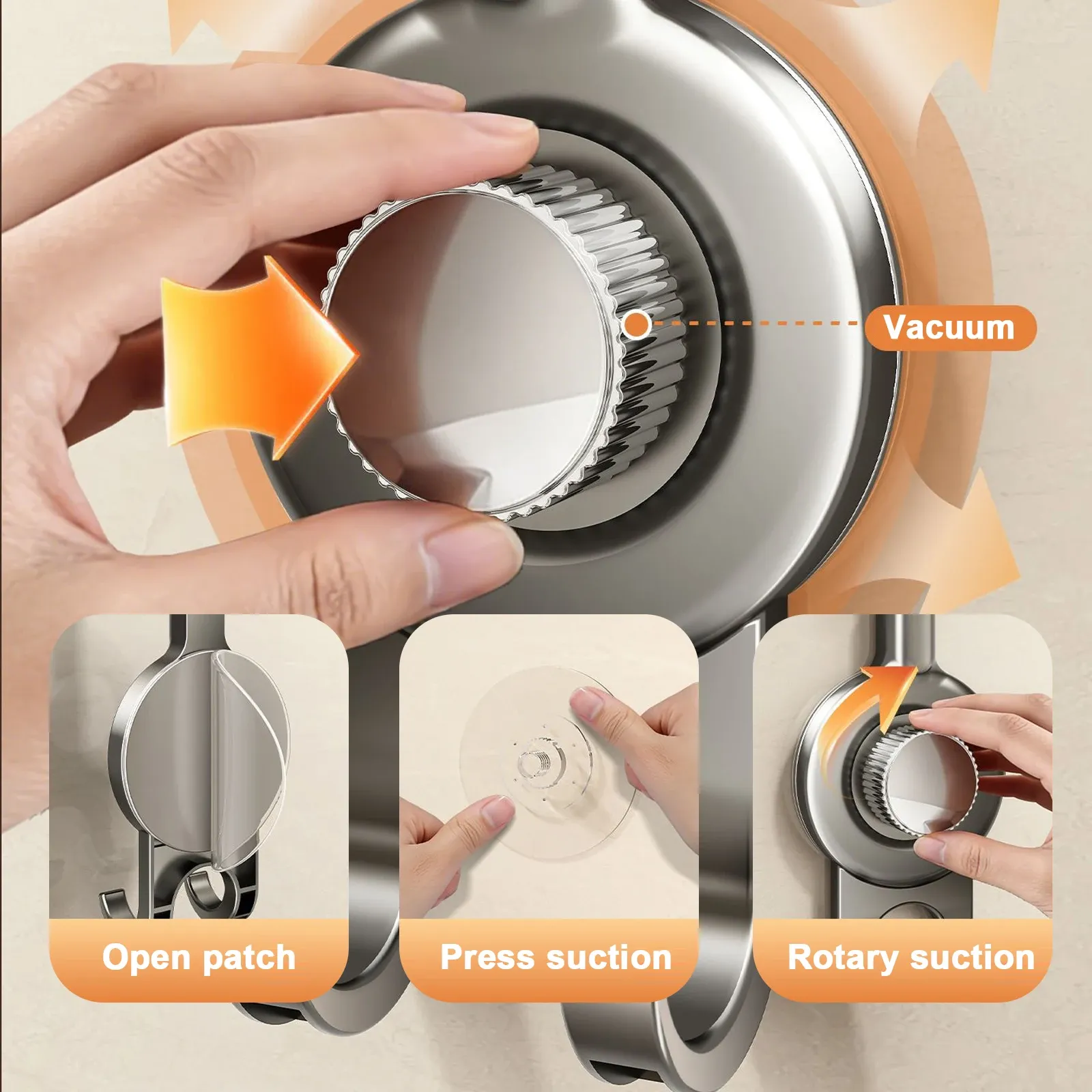 360° Support de douche réglable à ventouse sans perçage pour douchette à main 6